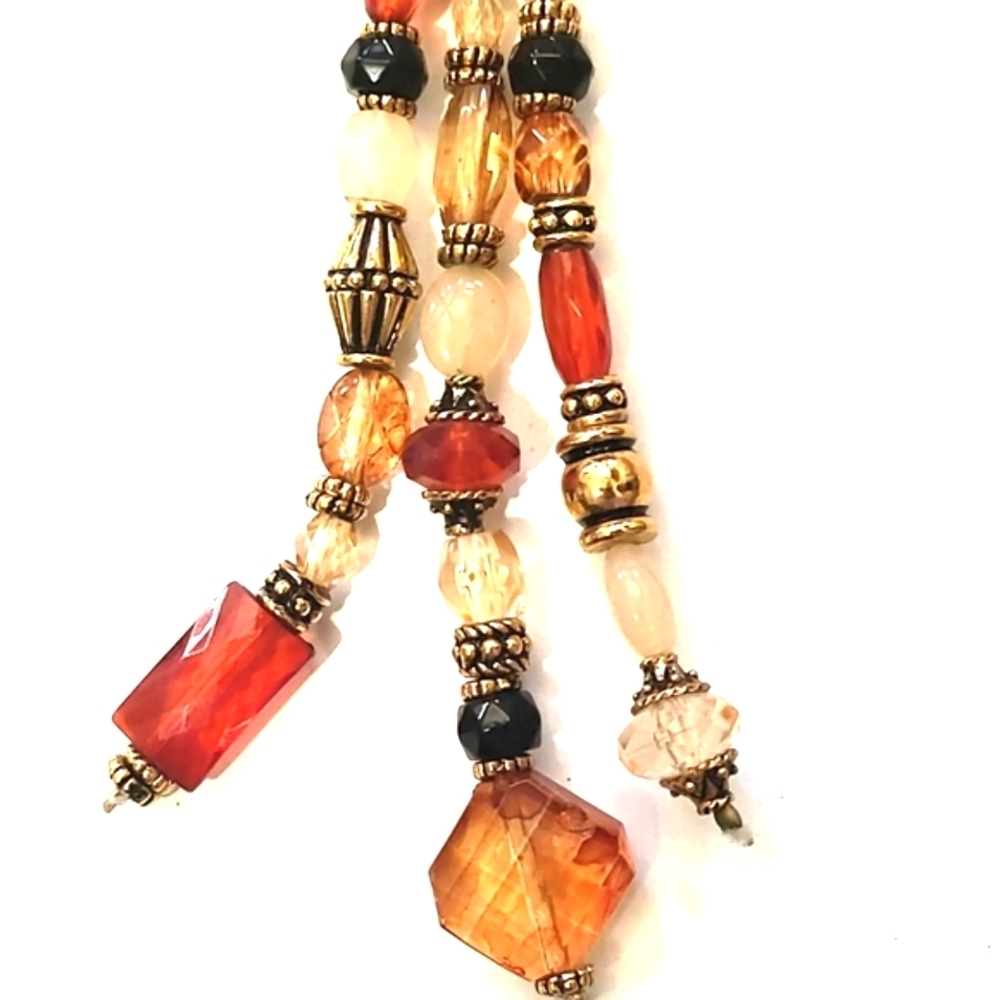 VINTAGE MULTICOLORED GLASS BEADED STRANDED LARIAT 16-18" NECKLACE - Picture 5 of 9